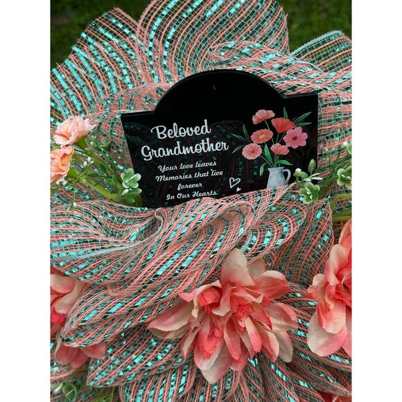 Sunflower Grandma Grandmother Mesh Wreath Cemetery Decoration, Grave Marker xxx - Picture 3 of 6